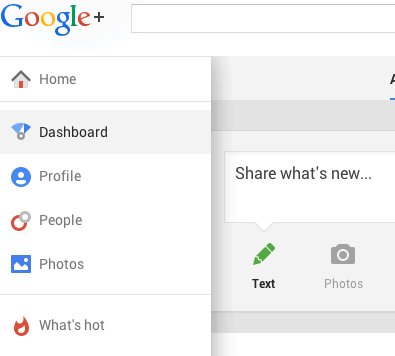 Going to your Google+ brand page's dashboard