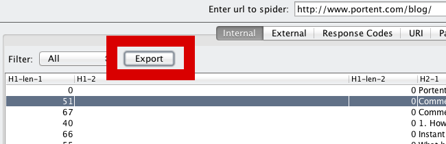 Exporting your crawl