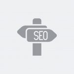 Illustration of a directional sign indicating that SEO is to the right