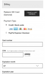 Screenshot showing a lack of trust badges on the credit card input section of Zumiez checkout page