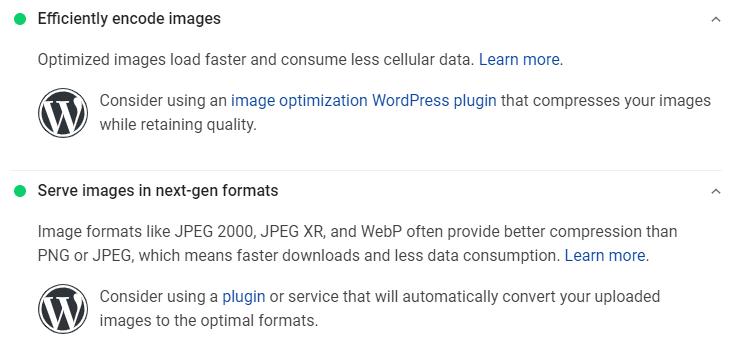Screenshot of Google Pagespeed Insights recommendations for Portent.com