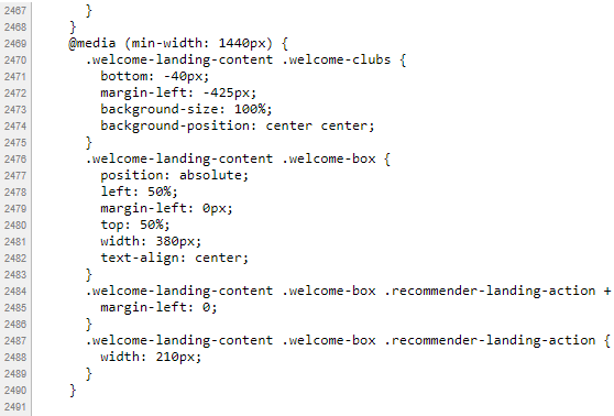 Screenshot showing blocks of code buried deep in page source
