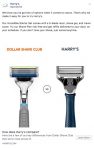 Screenshot of a Harry's ad on Facebook, featuring a side-by-side comparison of razors from Harry's and Dollar Shave Club