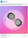 Screenshot of a Warby Parker ad on Facebook, featuring a pair of sunglasses on a bright pink background