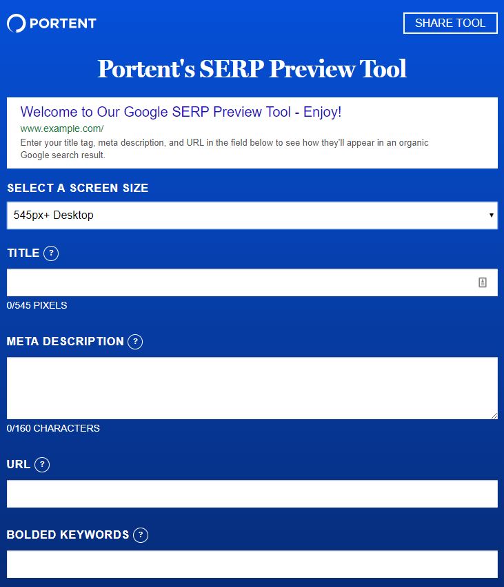 Portent's SERP Preview Tool screen shot