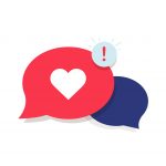 Illustration of a chat speech bubble with a heart inside it