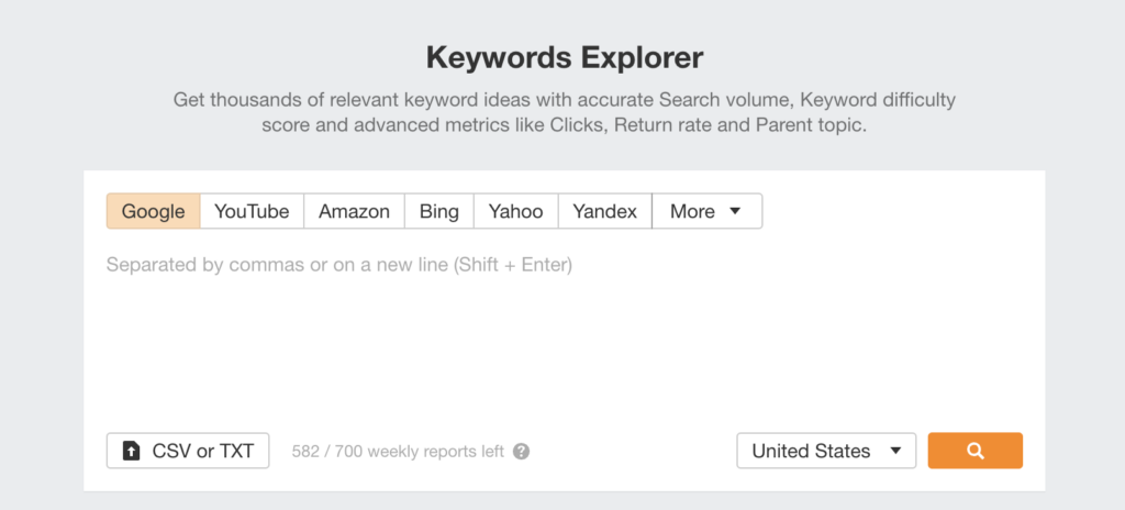 screenshot of ahrefs keyword explorer interface