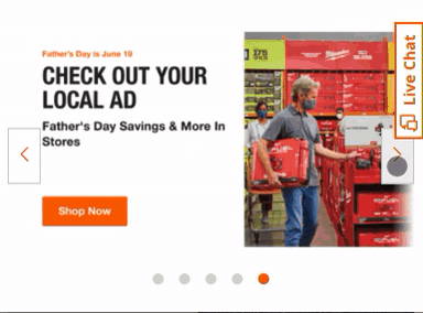 Screen recording of scrolling through a mobile carousel on Home Depot's website
