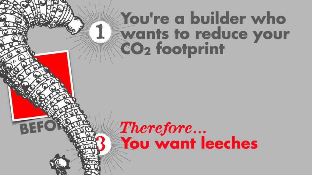 Image showing 1 - You're a builder who wants to reduce your CO2 footprint and 3. - Therefore you want leeches