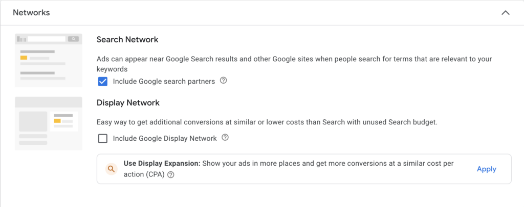 Google Ads Campaign Settings: Networks